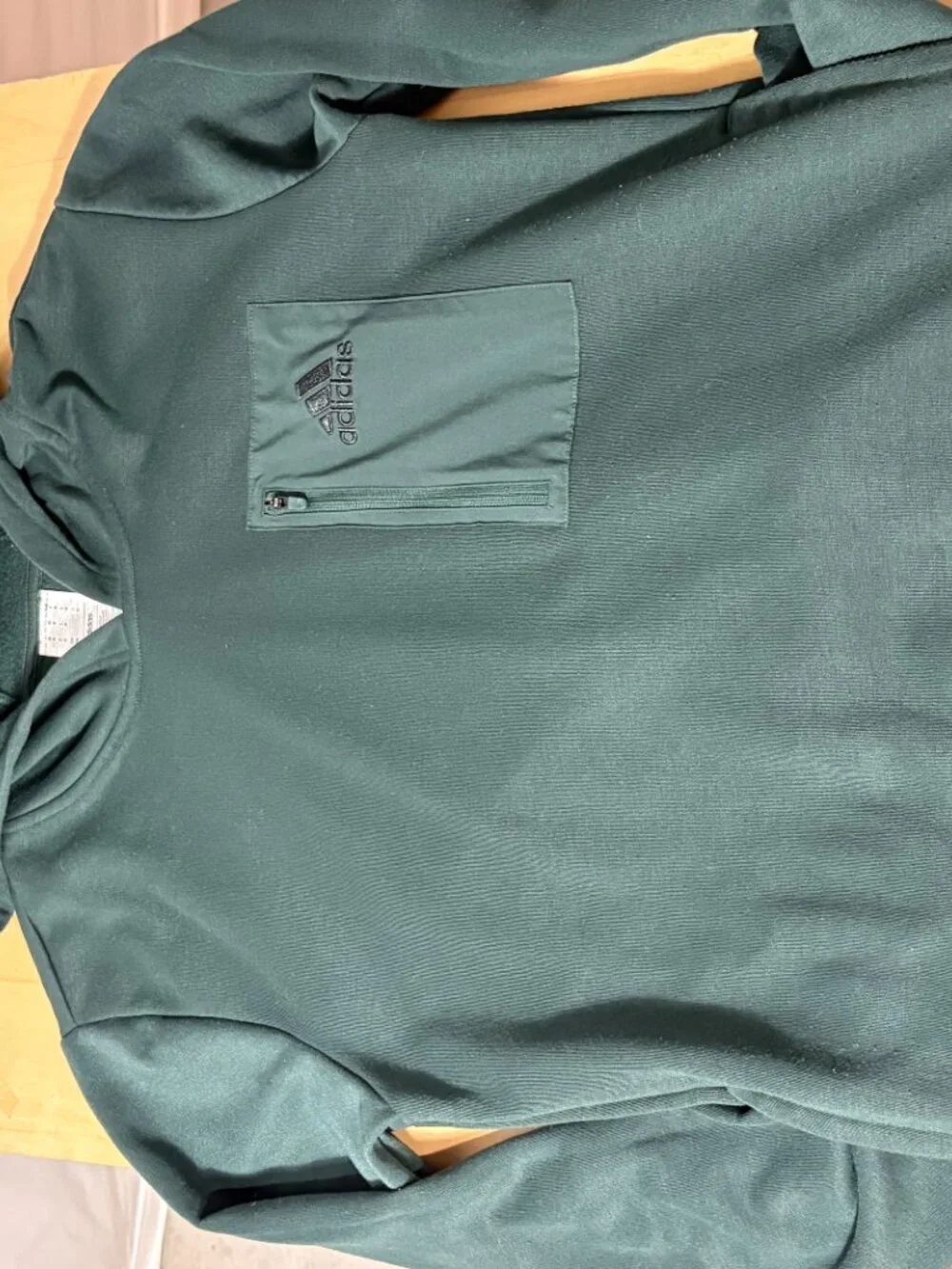 Adidas Men’s Forest Green Zip Pocket Fleece Hoodie M